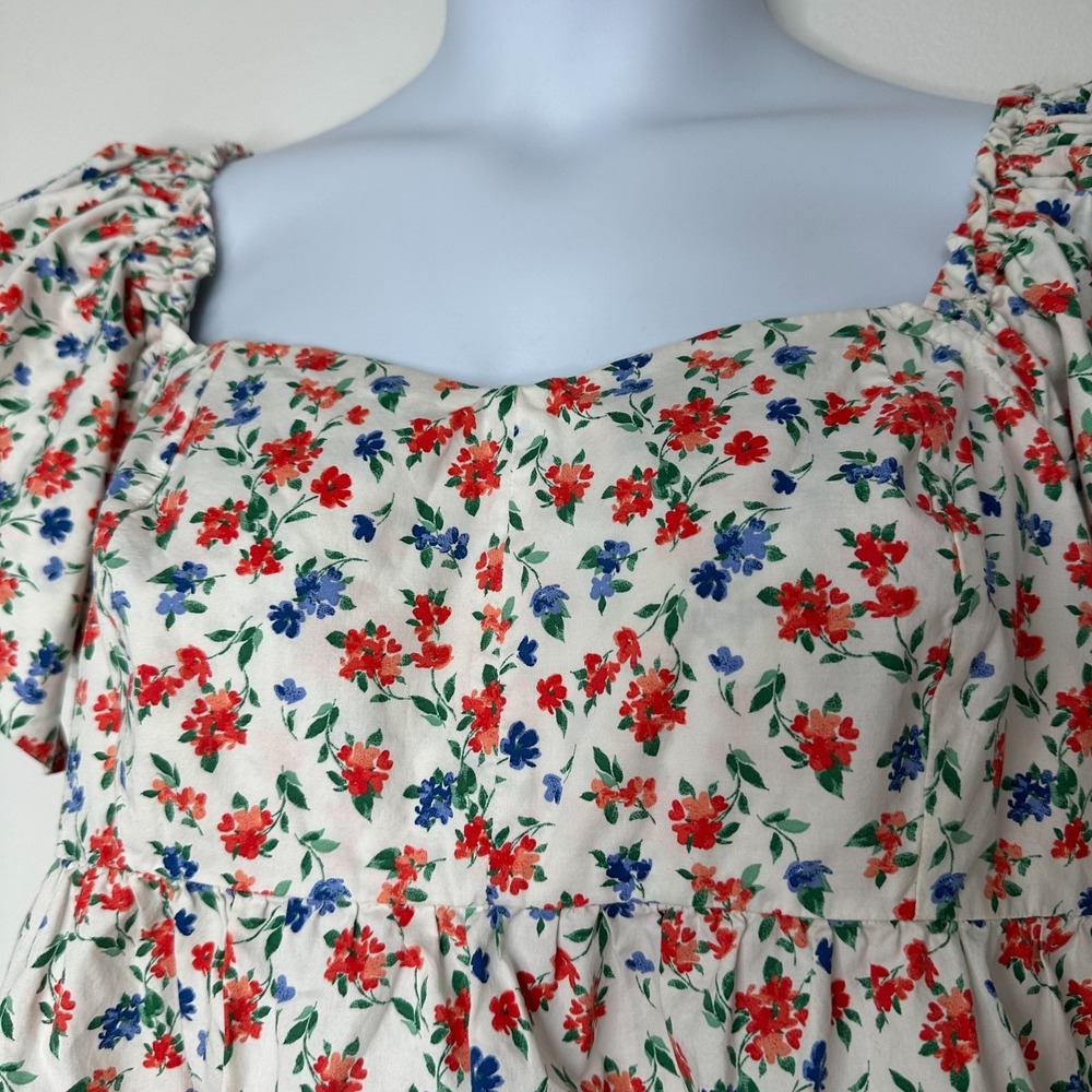 Old Navy Babydoll Top Womens Size XL White Floral Sweetheart Cottagecore Boho - Picture 4 of 12